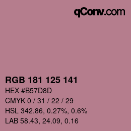 Color code: RGB 181 125 141 | qconv.com