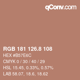 カラーコード: RGB 181 126.8 108 | qconv.com