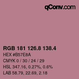 カラーコード: RGB 181 126.8 138.4 | qconv.com