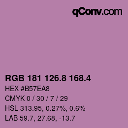 カラーコード: RGB 181 126.8 168.4 | qconv.com