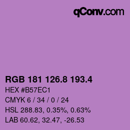 カラーコード: RGB 181 126.8 193.4 | qconv.com
