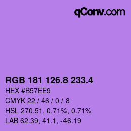 カラーコード: RGB 181 126.8 233.4 | qconv.com