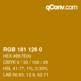 カラーコード: RGB 181 126 0 | qconv.com