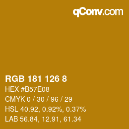 Color code: RGB 181 126 8 | qconv.com