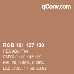カラーコード: RGB 181 127 100 | qconv.com