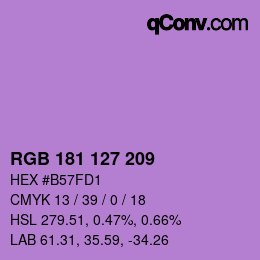 Color code: RGB 181 127 209 | qconv.com