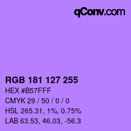 Color code: RGB 181 127 255 | qconv.com