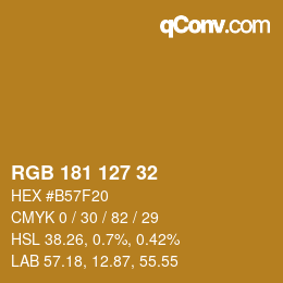 Color code: RGB 181 127 32 | qconv.com