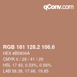 カラーコード: RGB 181 128.2 106.6 | qconv.com