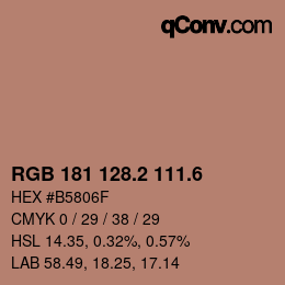 カラーコード: RGB 181 128.2 111.6 | qconv.com