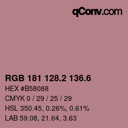 カラーコード: RGB 181 128.2 136.6 | qconv.com
