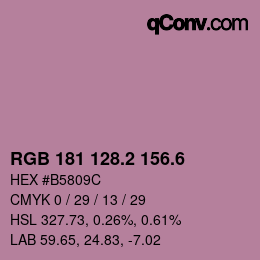 カラーコード: RGB 181 128.2 156.6 | qconv.com