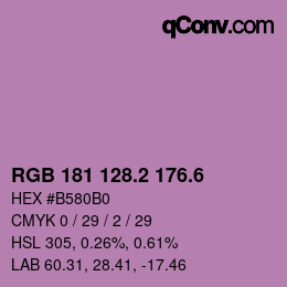 カラーコード: RGB 181 128.2 176.6 | qconv.com
