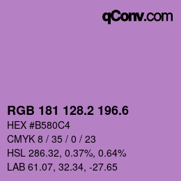 カラーコード: RGB 181 128.2 196.6 | qconv.com