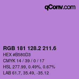 カラーコード: RGB 181 128.2 211.6 | qconv.com