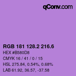 カラーコード: RGB 181 128.2 216.6 | qconv.com