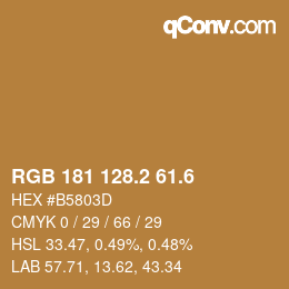 カラーコード: RGB 181 128.2 61.6 | qconv.com