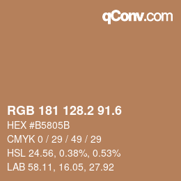 カラーコード: RGB 181 128.2 91.6 | qconv.com
