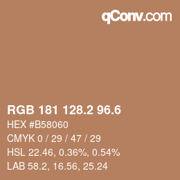 カラーコード: RGB 181 128.2 96.6 | qconv.com