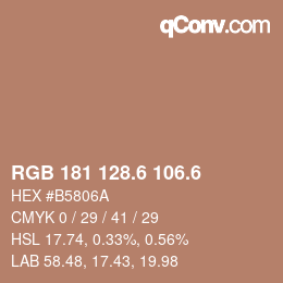 カラーコード: RGB 181 128.6 106.6 | qconv.com