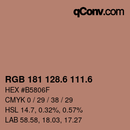 カラーコード: RGB 181 128.6 111.6 | qconv.com