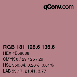 カラーコード: RGB 181 128.6 136.6 | qconv.com