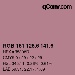 カラーコード: RGB 181 128.6 141.6 | qconv.com