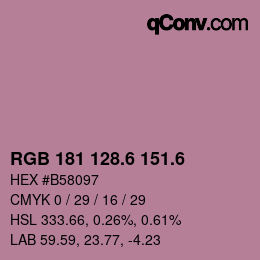 カラーコード: RGB 181 128.6 151.6 | qconv.com