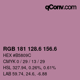 カラーコード: RGB 181 128.6 156.6 | qconv.com