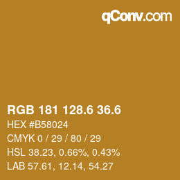 カラーコード: RGB 181 128.6 36.6 | qconv.com