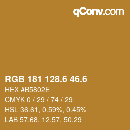 カラーコード: RGB 181 128.6 46.6 | qconv.com