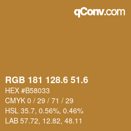 カラーコード: RGB 181 128.6 51.6 | qconv.com