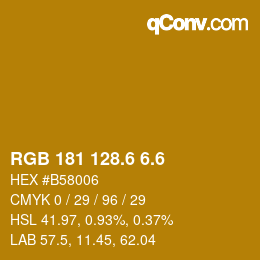 カラーコード: RGB 181 128.6 6.6 | qconv.com