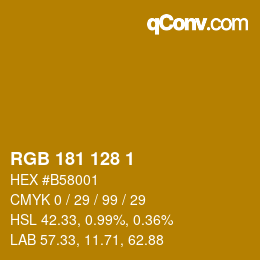 Color code: RGB 181 128 1 | qconv.com