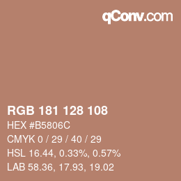 Color code: RGB 181 128 108 | qconv.com