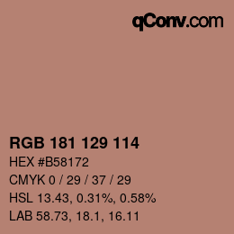 Color code: RGB 181 129 114 | qconv.com