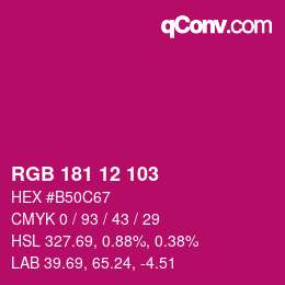 Color code: RGB 181 12 103 | qconv.com