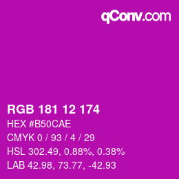 Color code: RGB 181 12 174 | qconv.com