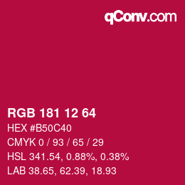 Color code: RGB 181 12 64 | qconv.com