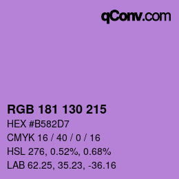 Color code: RGB 181 130 215 | qconv.com