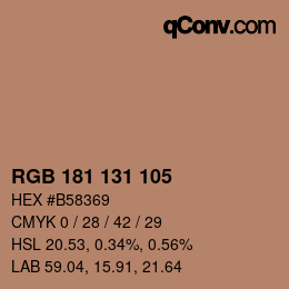 Color code: RGB 181 131 105 | qconv.com