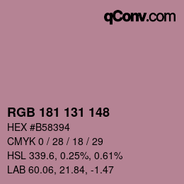 Código de color: RGB 181 131 148 | qconv.com