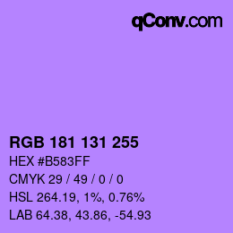 Color code: RGB 181 131 255 | qconv.com