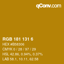 Color code: RGB 181 131 6 | qconv.com
