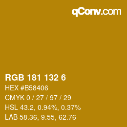 Color code: RGB 181 132 6 | qconv.com