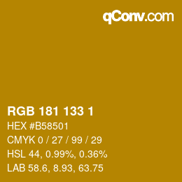Color code: RGB 181 133 1 | qconv.com