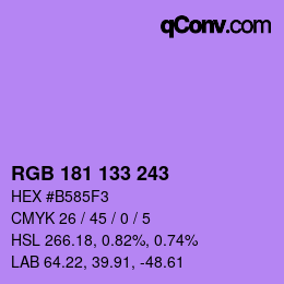 Código de color: RGB 181 133 243 | qconv.com