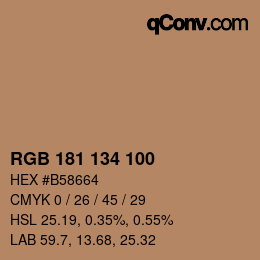 Código de color: RGB 181 134 100 | qconv.com