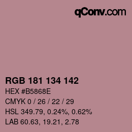 Color code: RGB 181 134 142 | qconv.com