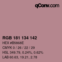 Color code: RGB 181 134 142 | qconv.com